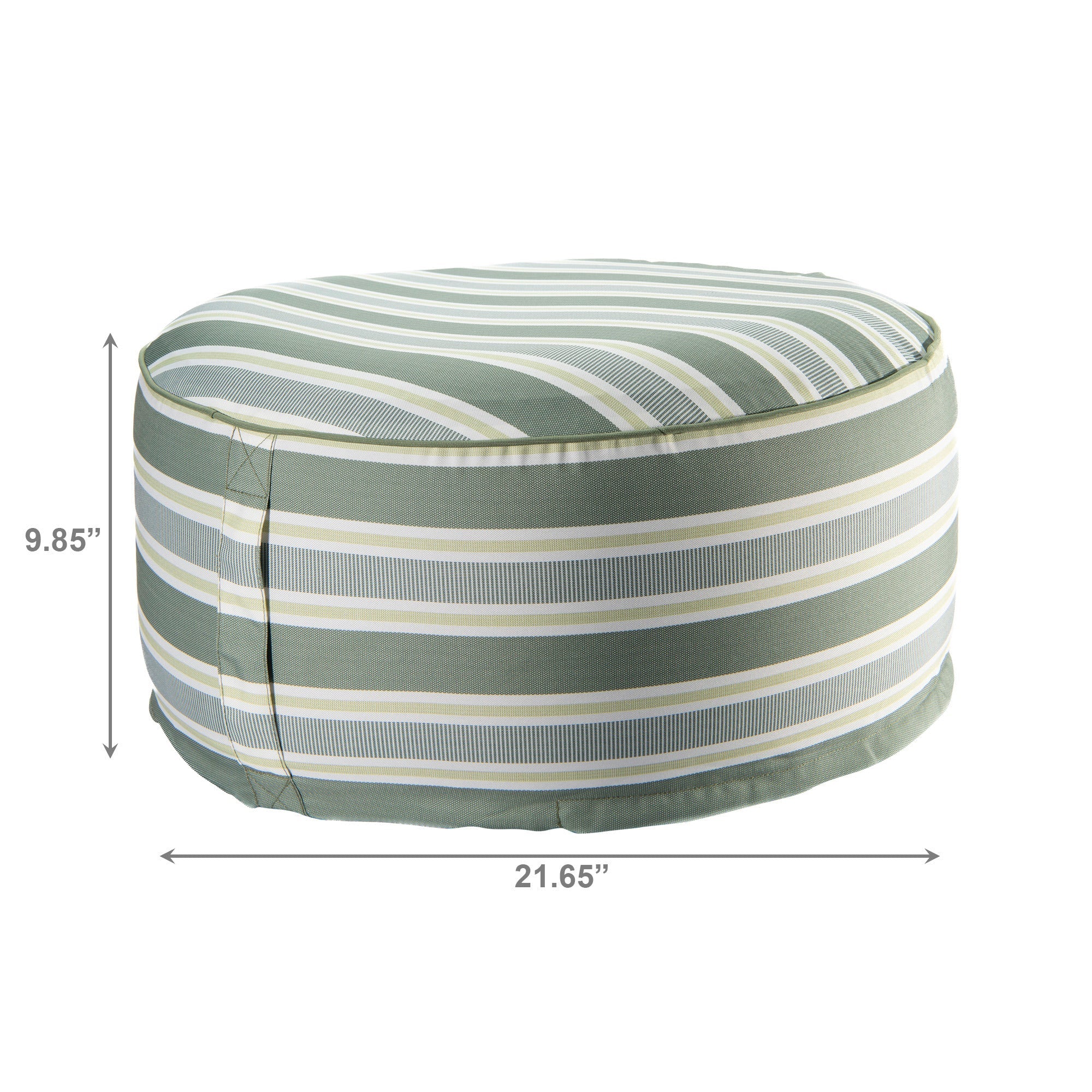 Green Striped Outdoor Inflatable Pouf Seat, Portable, Garden, Patio, Waterproof, Comfortable Seating