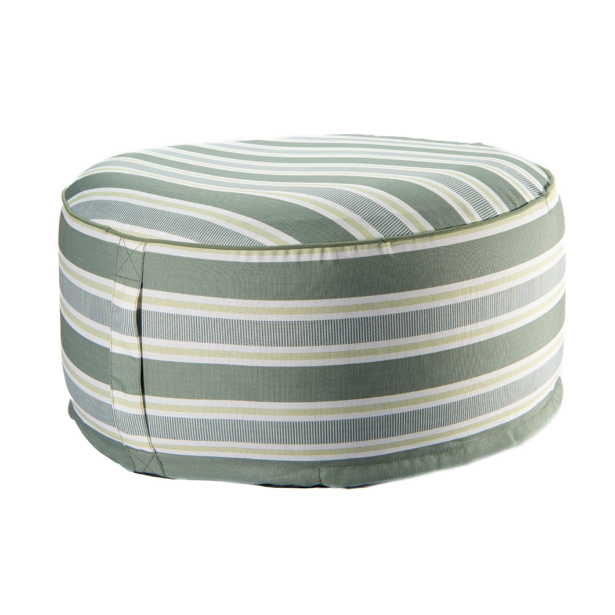 Green Striped Outdoor Inflatable Pouf Seat, Portable, Garden, Patio, Waterproof, Comfortable Seating