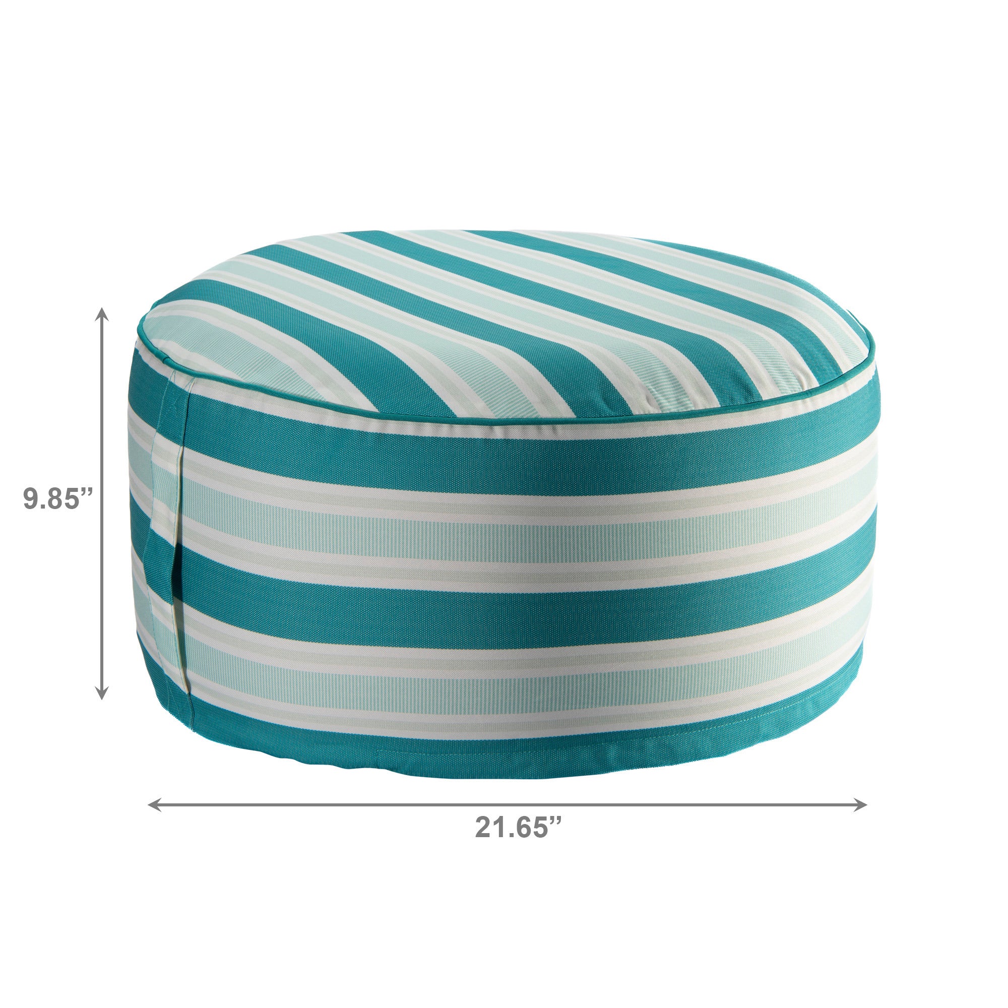 Teal Striped Outdoor Inflatable Pouf Seat, Portable, Garden, Patio, Waterproof, Comfortable Seating