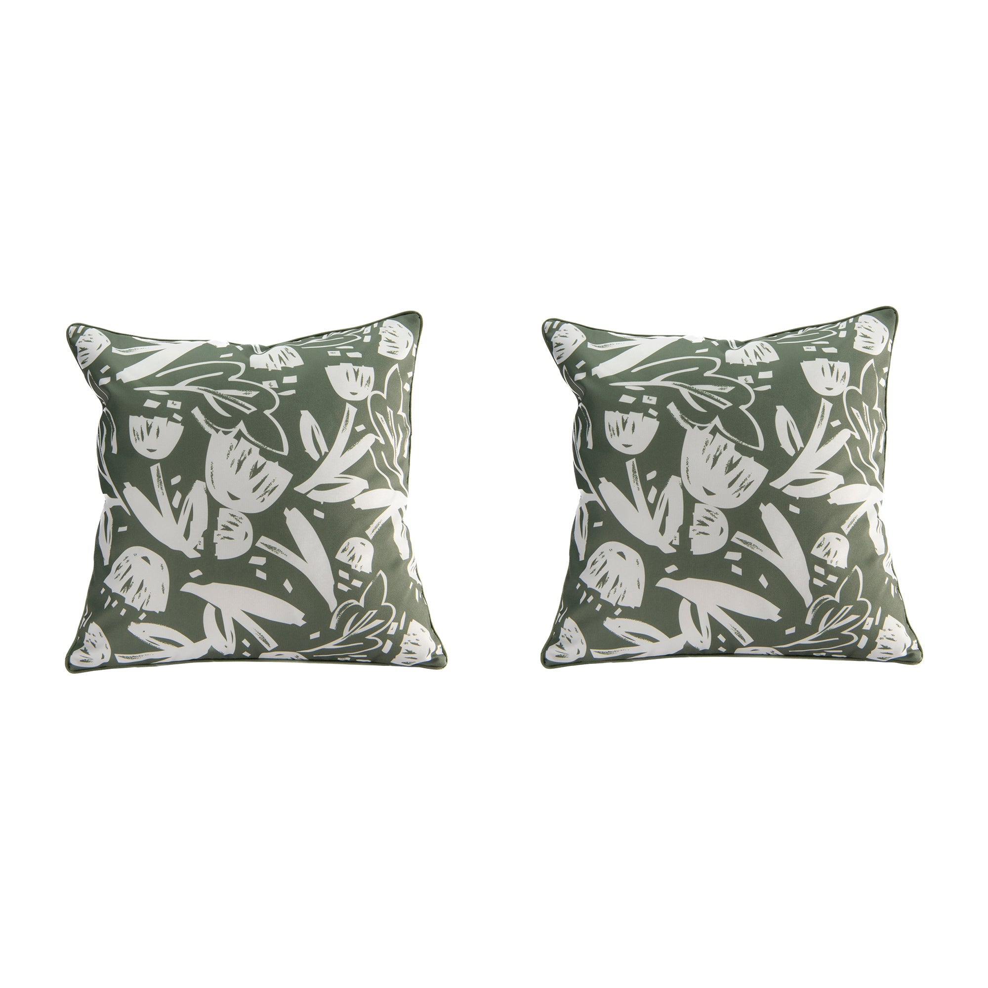 Moss Green Charm Collection Outdoor Waterproof Cushion - Set of 2