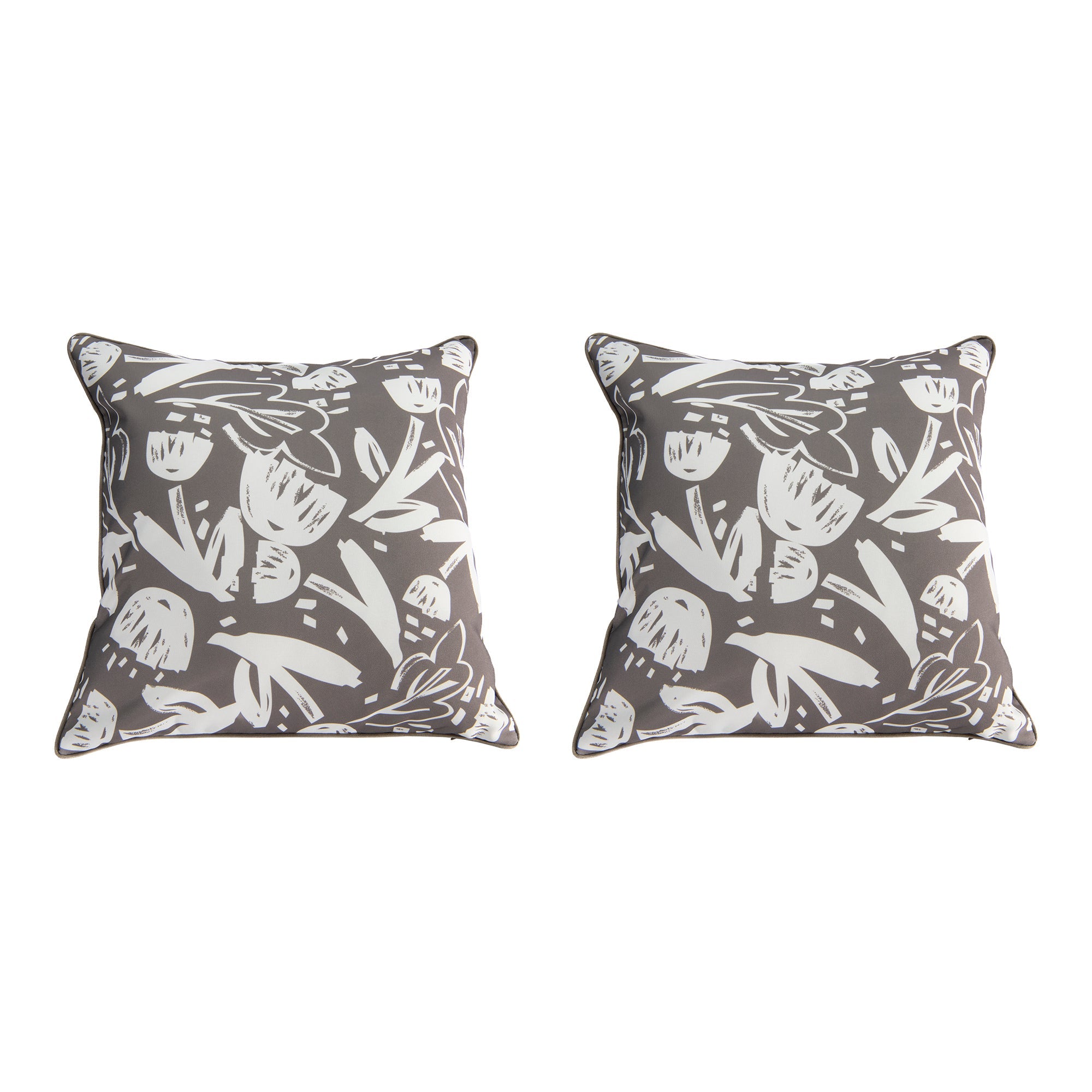 Warm Gray Taupe Charm Collection Outdoor Waterproof Cushion - Set of 2