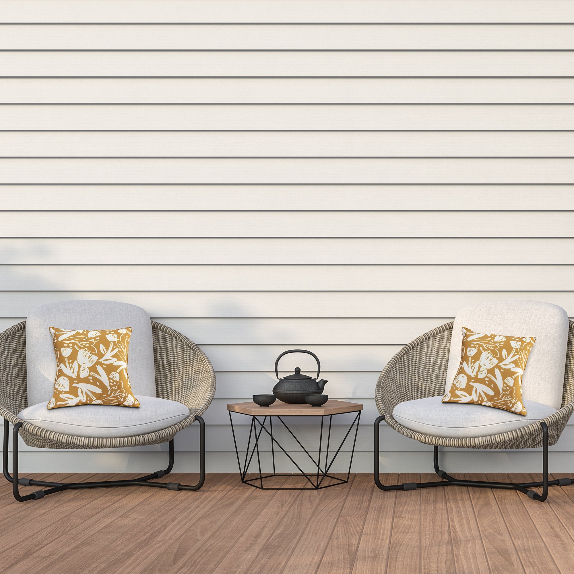 Golden Yellow Charm Collection Outdoor Waterproof Cushion - Set of 2