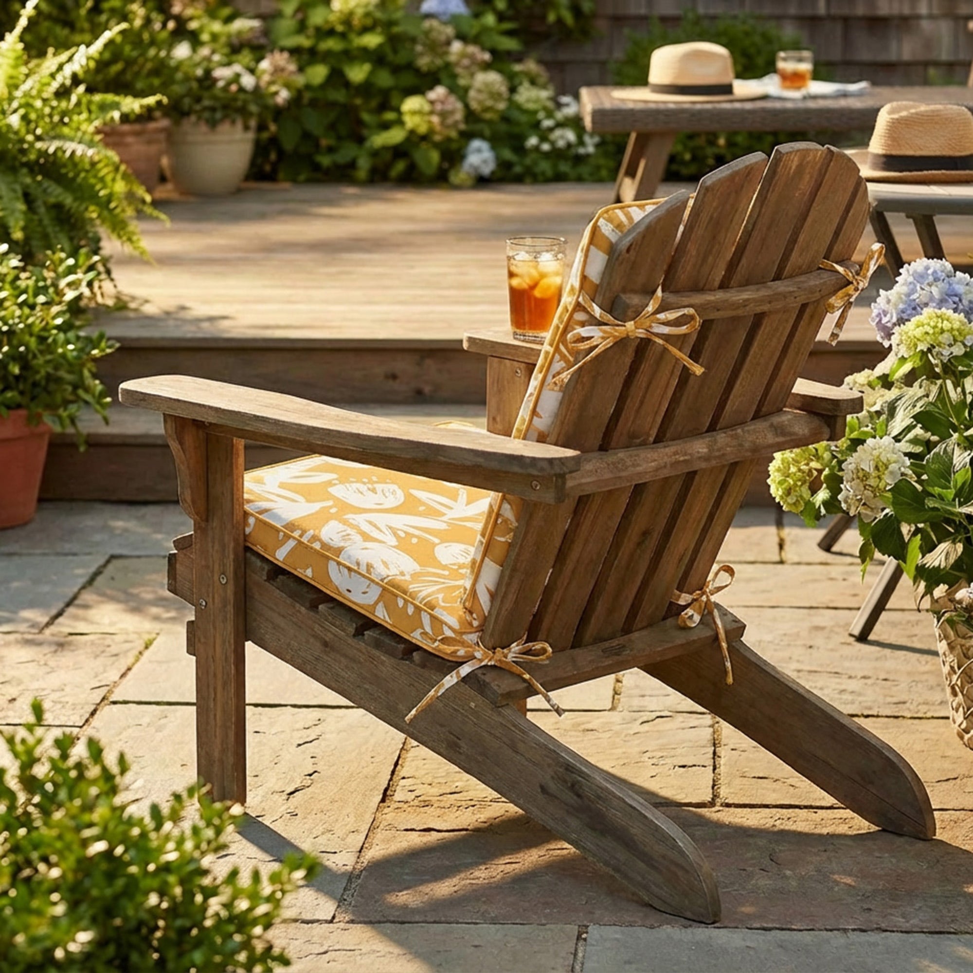 Golden Yellow Charm Collection Outdoor Chair Pad - Set of 2