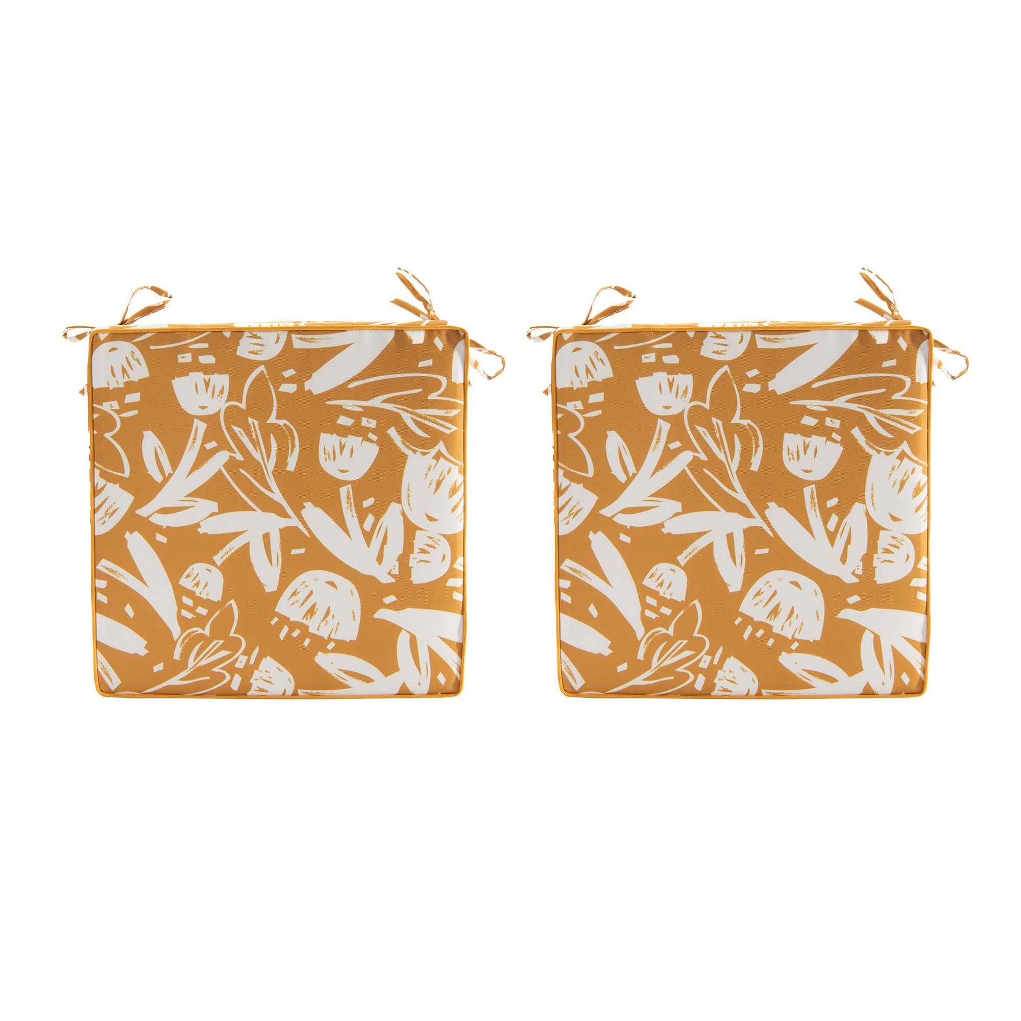 Golden Yellow Charm Collection Outdoor Chair Pad - Set of 2