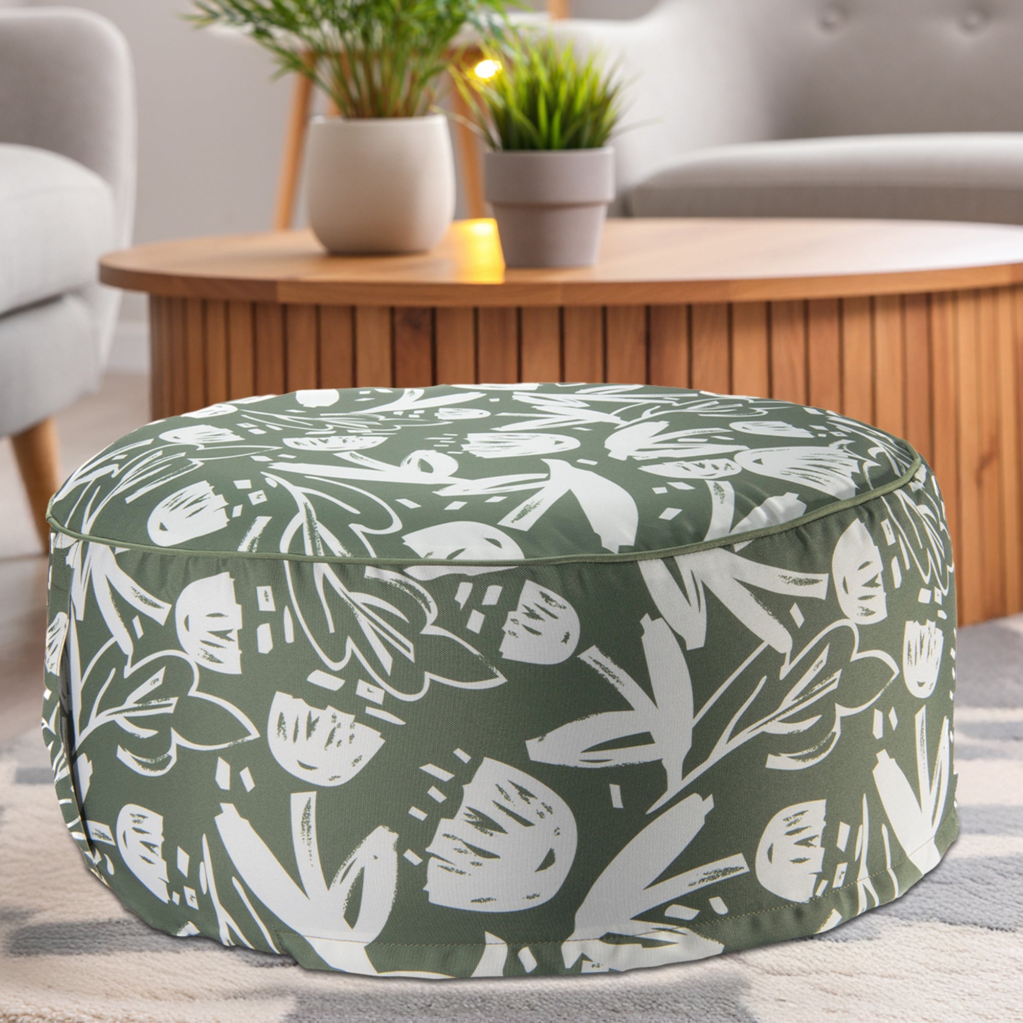 Moss Green Charm Collection Outdoor Inflatable Pouf