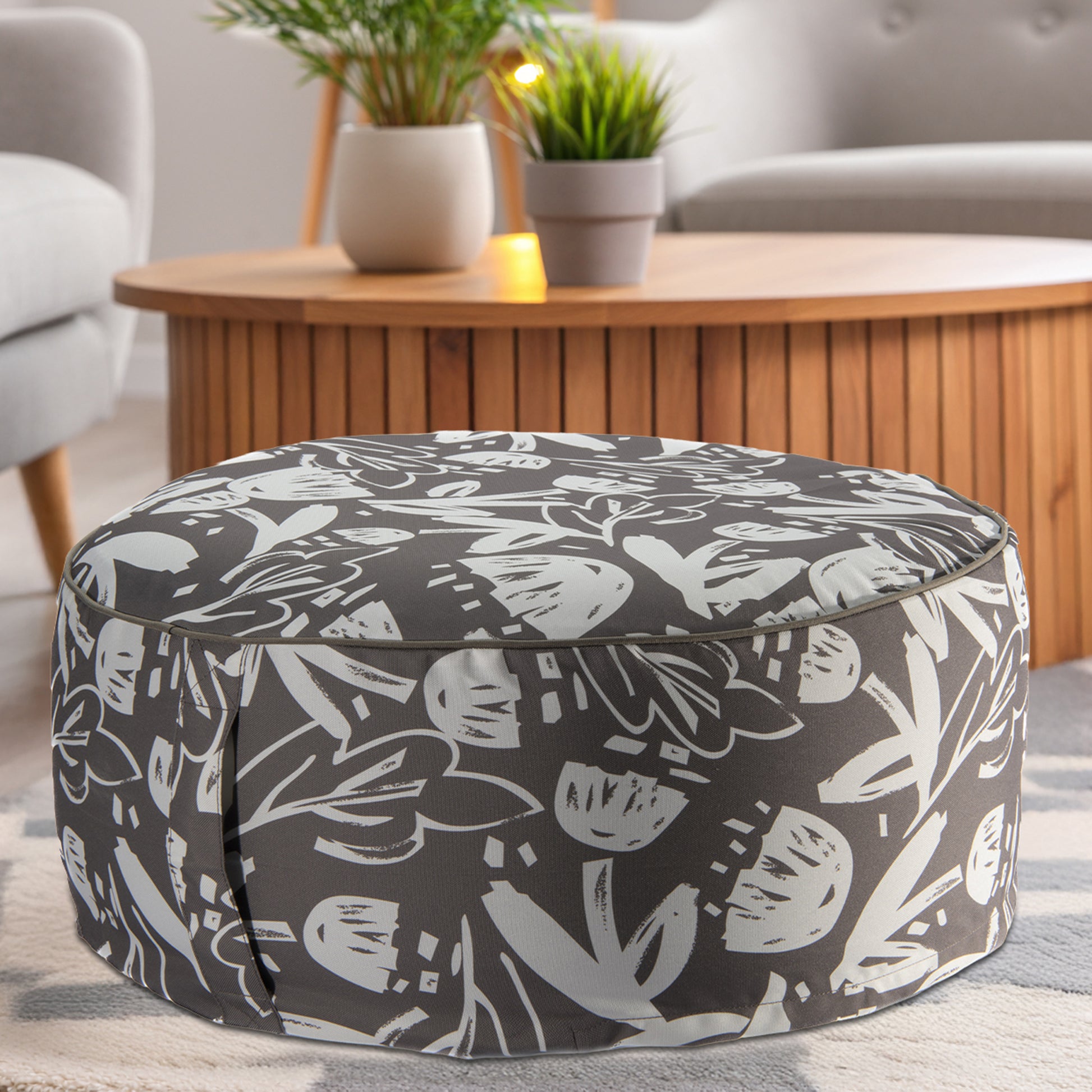 Warm Gray Taupe Charm Collection Outdoor Inflatable Pouf