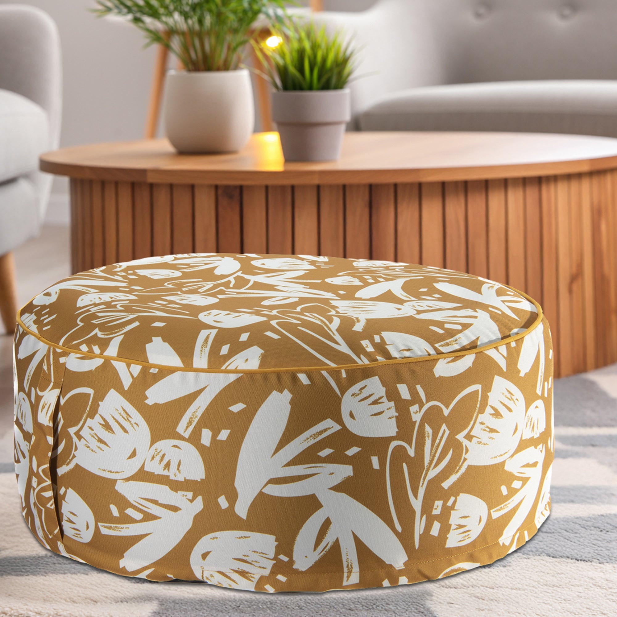 Golden Yellow Charm Collection Outdoor Inflatable Pouf