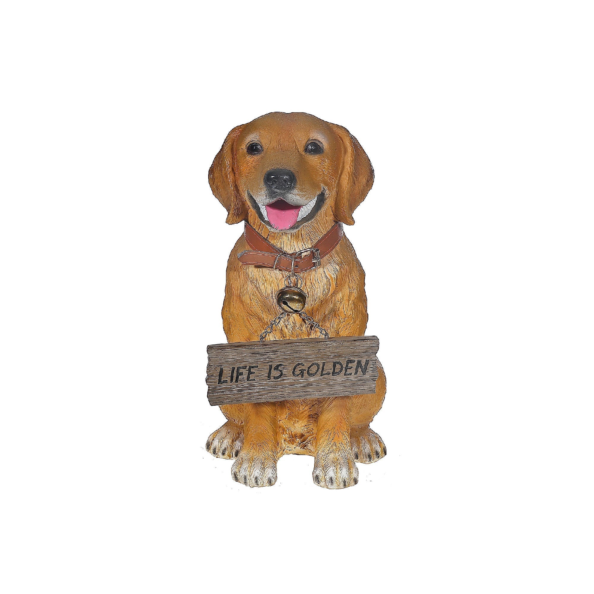 Retriever Dog Figurine With "Harley" Sign, Decorative Pet Statue, Home Accent