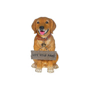 Retriever Dog Figurine With "Harley" Sign, Decorative Pet Statue, Home Accent