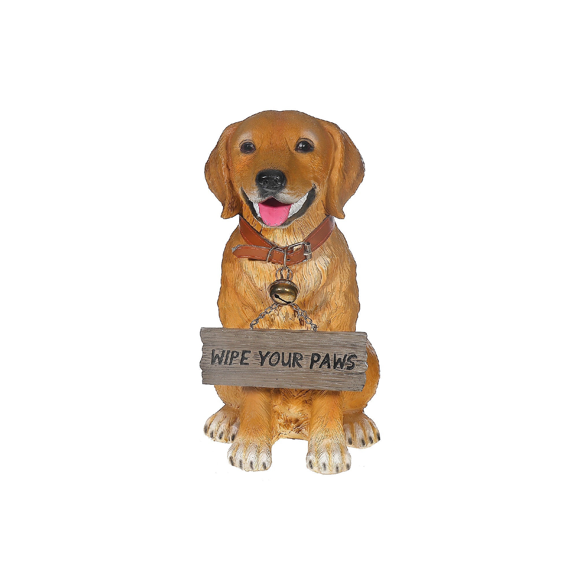 Retriever Dog Figurine With "Harley" Sign, Decorative Pet Statue, Home Accent