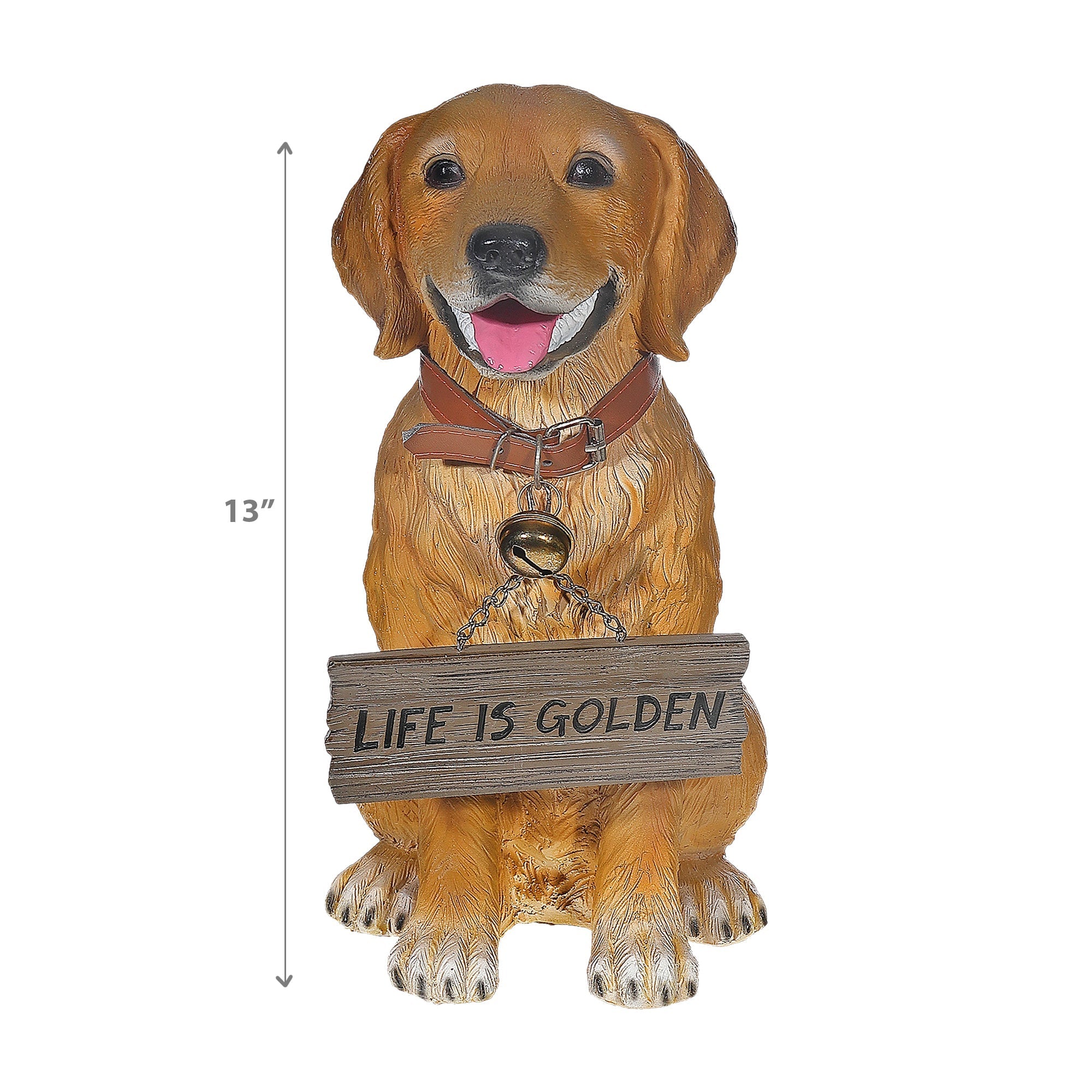 Retriever Dog Figurine With "Harley" Sign, Decorative Pet Statue, Home Accent