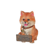 Pomeranian Dog Figurine With "Bentley" Sign, Decorative Pet Statue, Home Accent