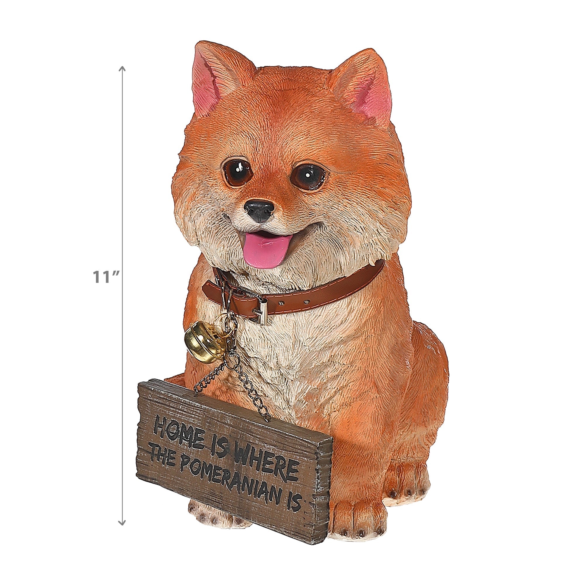 Pomeranian Dog Figurine With "Bentley" Sign, Decorative Pet Statue, Home Accent