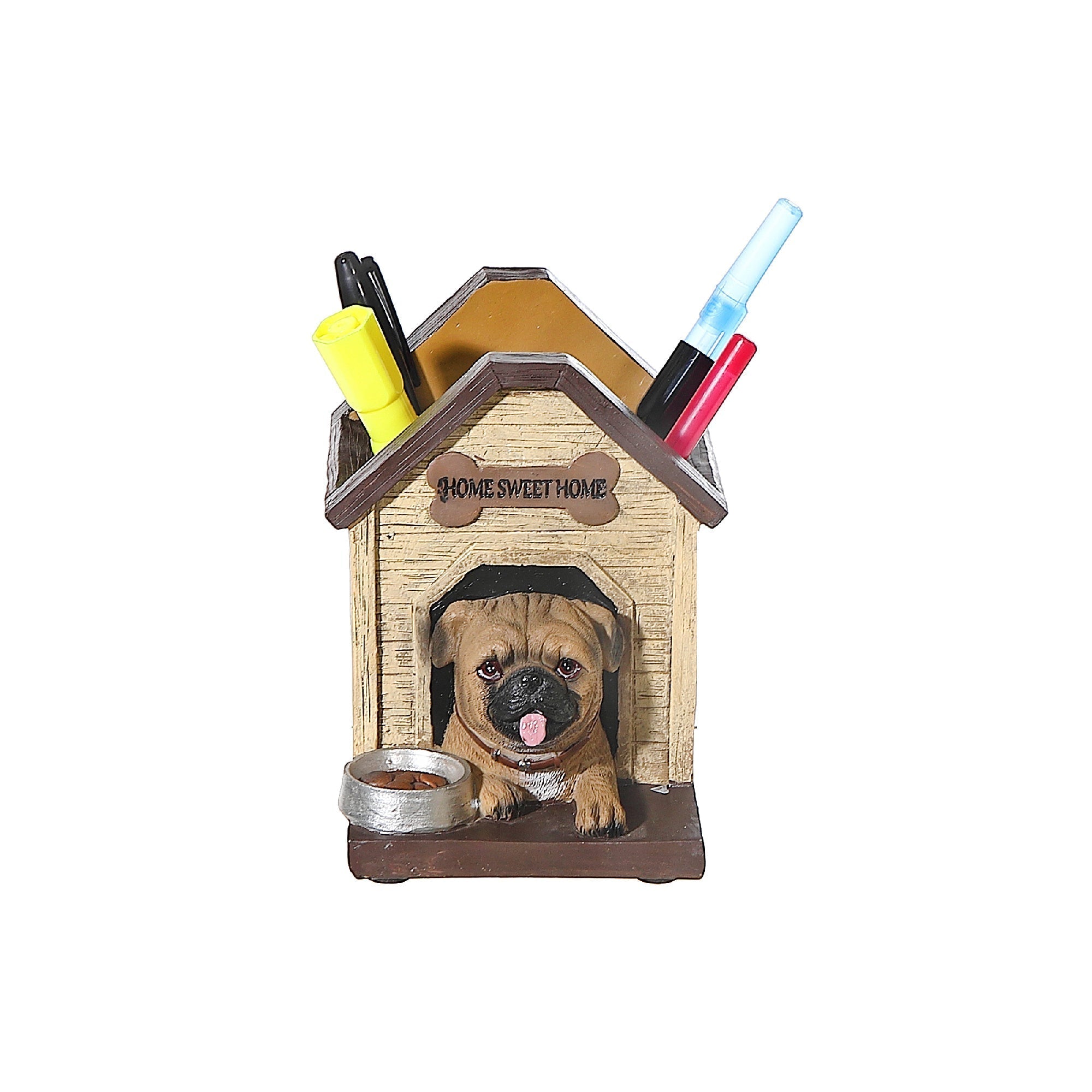 Pug Dog Pen Holder Playing For Keeps, Desk Organizer, Office Decor