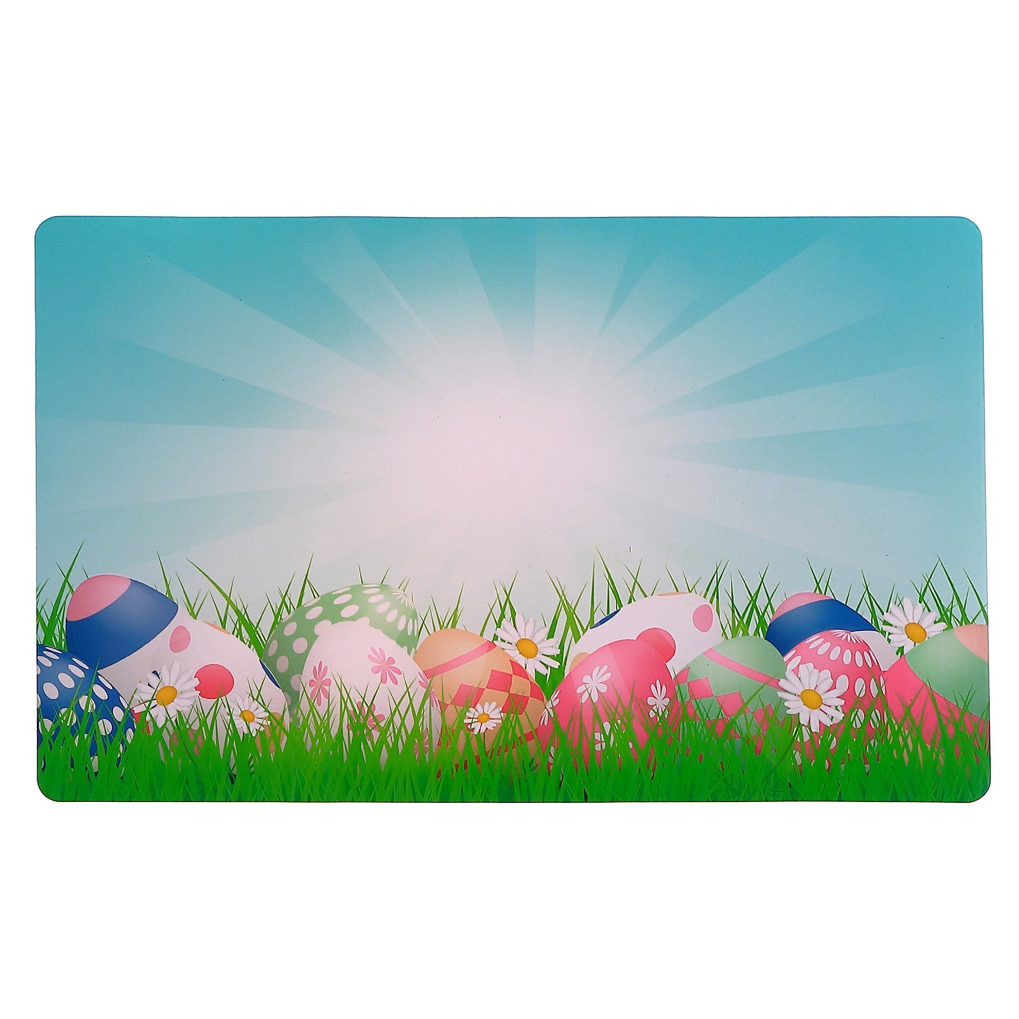 Plastic Placemat Eggs In Grass 11 X 18 Set Of 12, Easter Table Decor