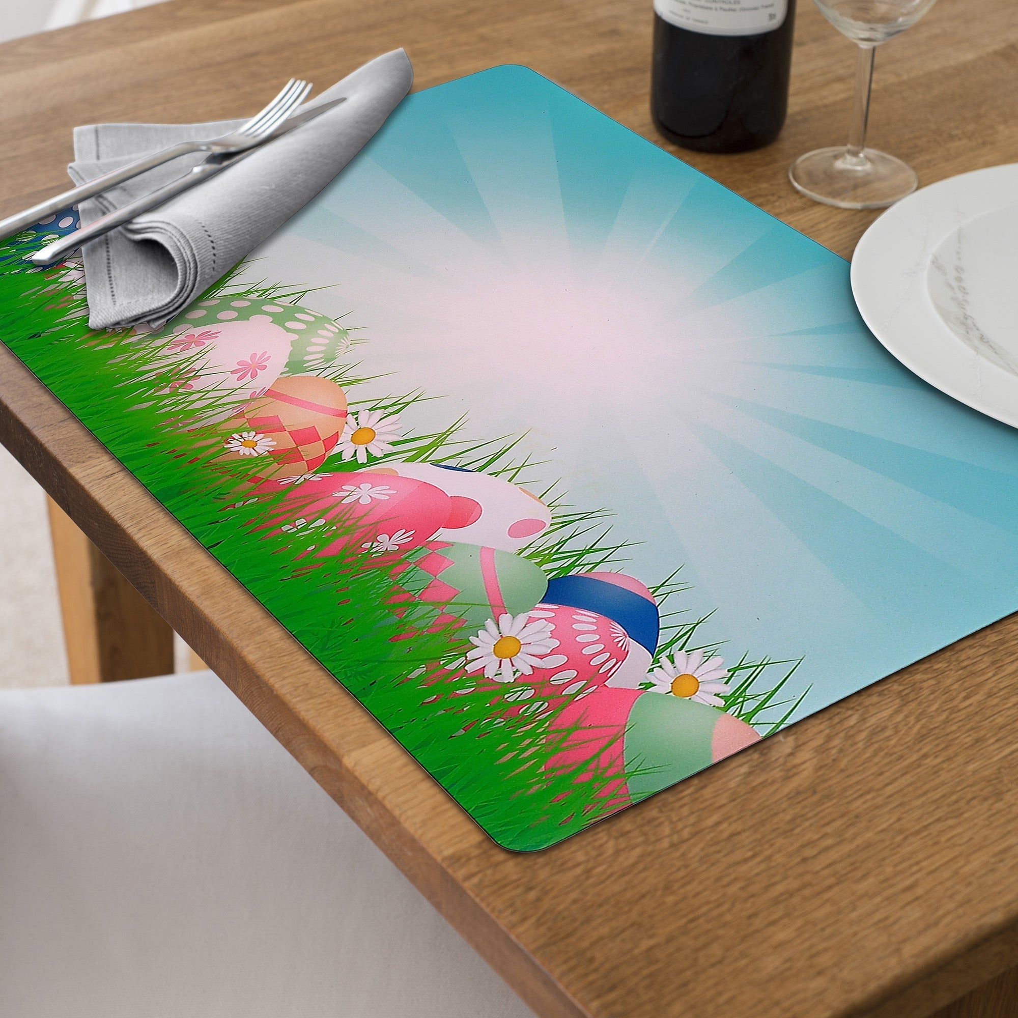 Plastic Placemat Eggs In Grass 11 X 18 Set Of 12, Easter Table Decor