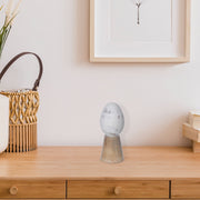 White Wooden Egg With Base Decoration, Easter Holiday Table Accent