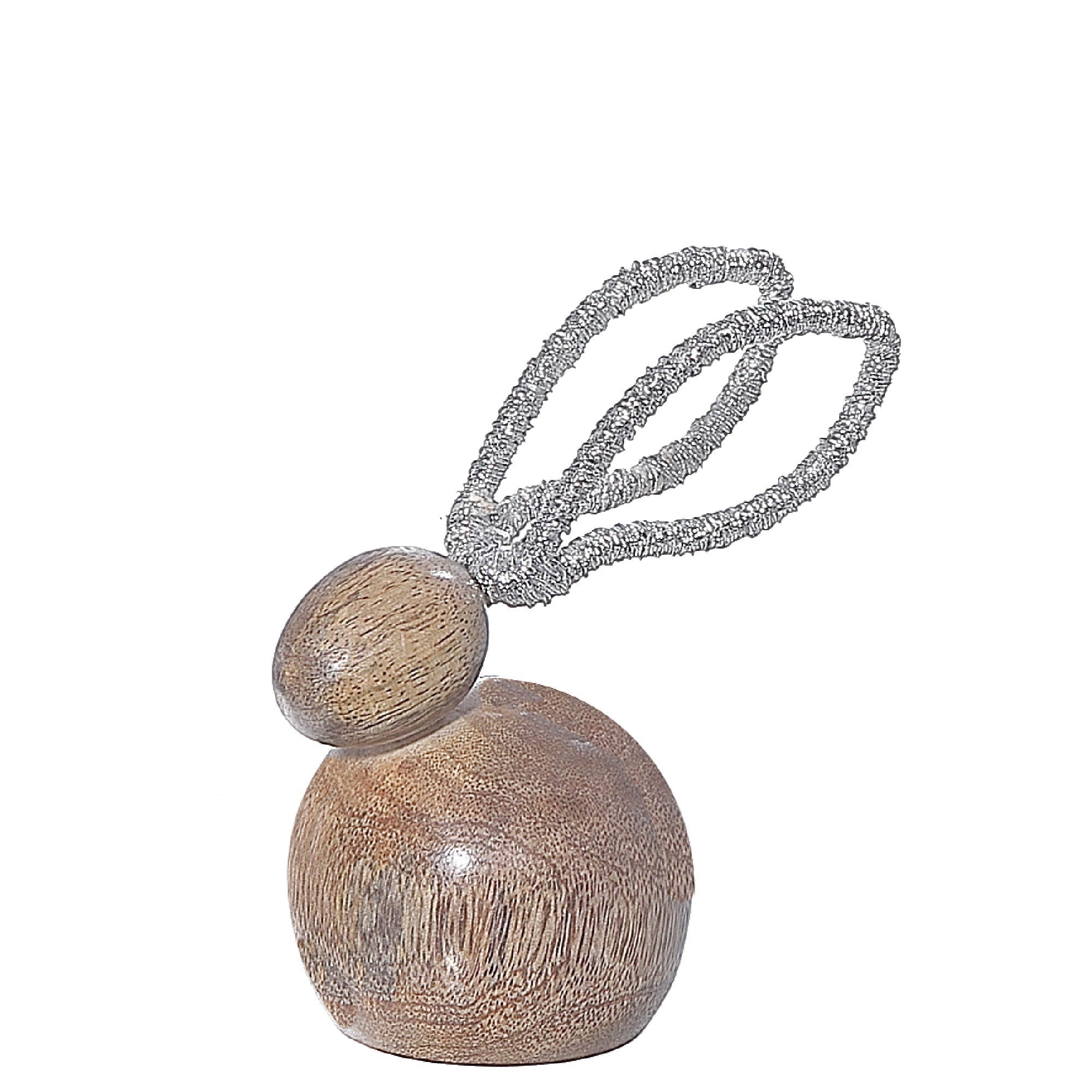 Wooden Bunny With Metal Ears Decoration, Easter Spring Holiday Décor