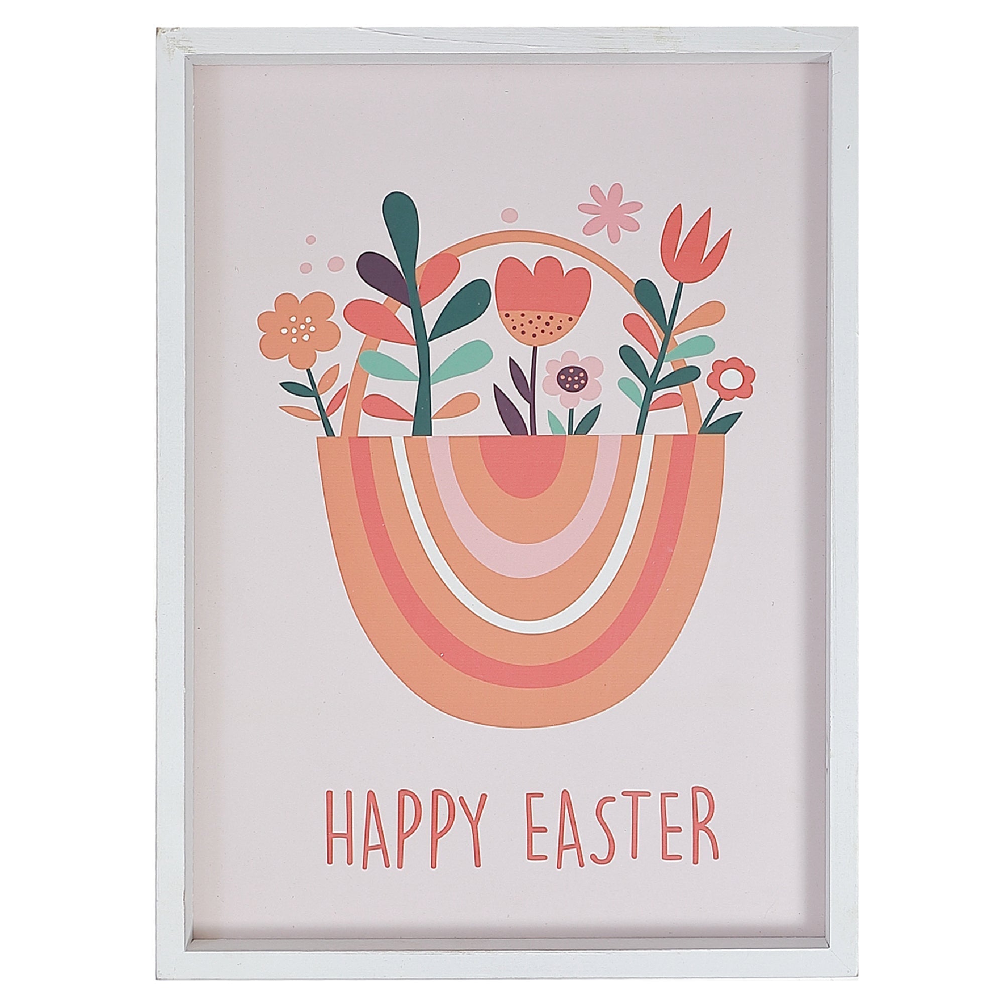 Framed Wood Wall Sign Happy Easter, Spring Holiday Wall Decor, Farmhouse Easter Decor