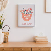 Framed Wood Wall Sign Happy Easter, Spring Holiday Wall Decor, Farmhouse Easter Decor
