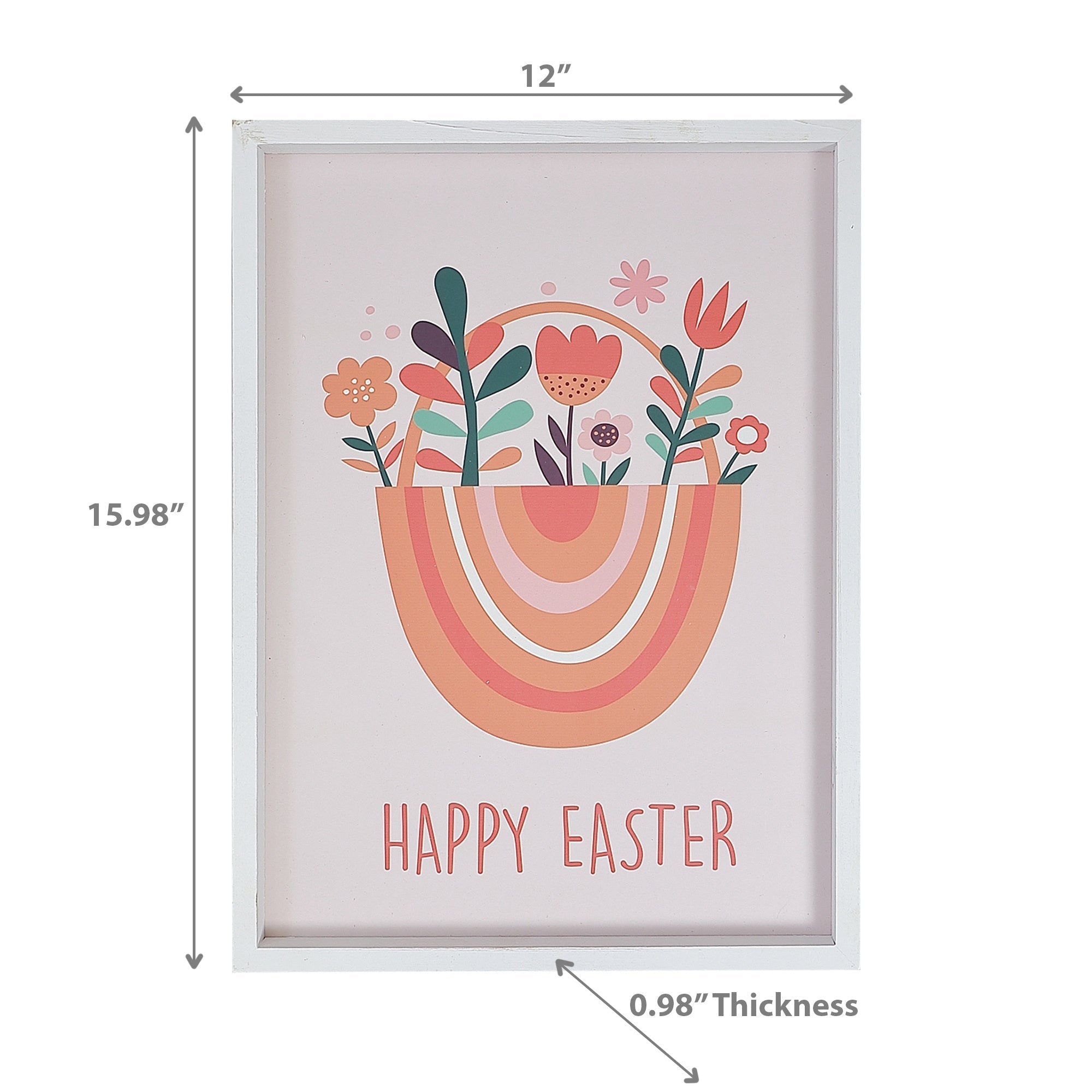 Framed Wood Wall Sign Happy Easter, Spring Holiday Wall Decor, Farmhouse Easter Decor