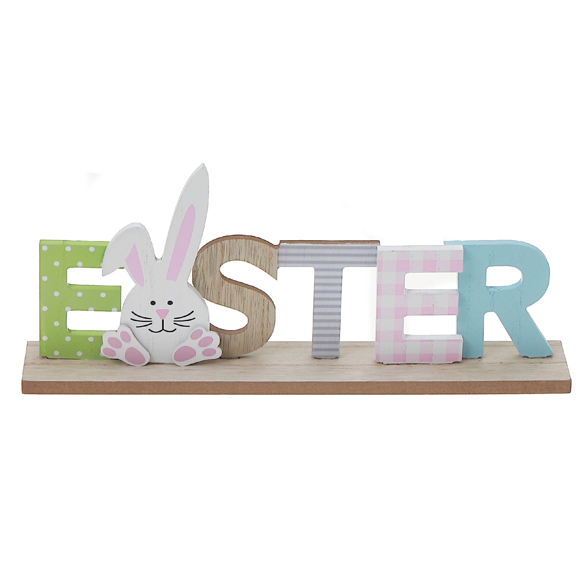 Wood Bunny Easter Stand Decoration, Spring Holiday Table Accent