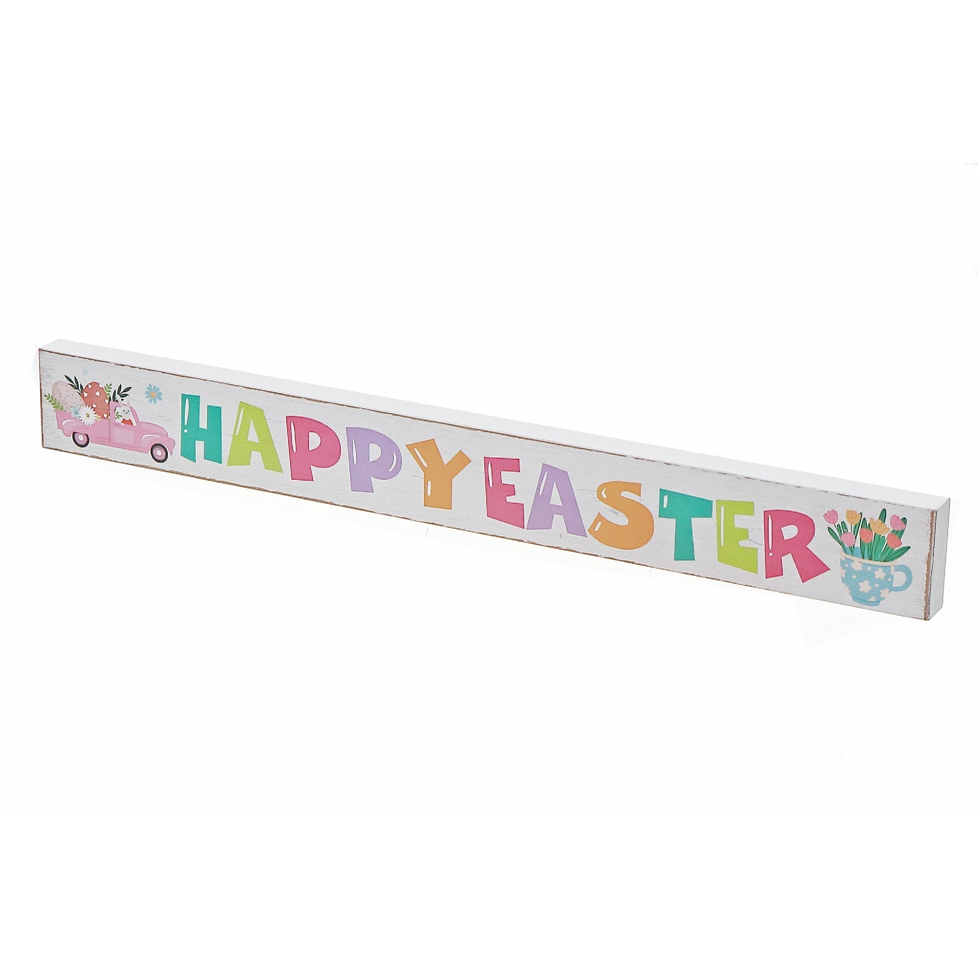 Rectangle Wood Block Happy Easter, Easter Holiday Table Decor
