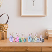 Wooden Bunny Easter Egg Sign Set Of 2, Spring Holiday Wall Decor