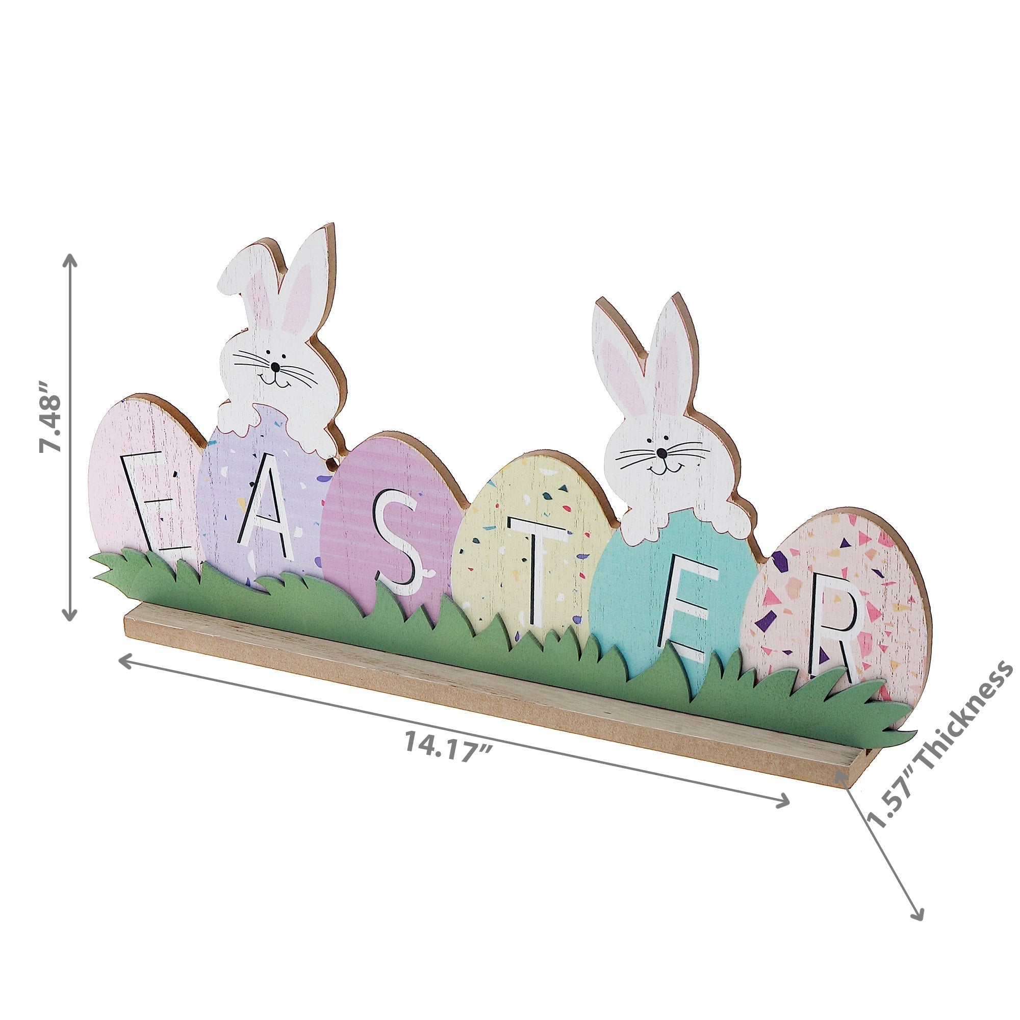 Wooden Double Bunny With Easter Egg Sign