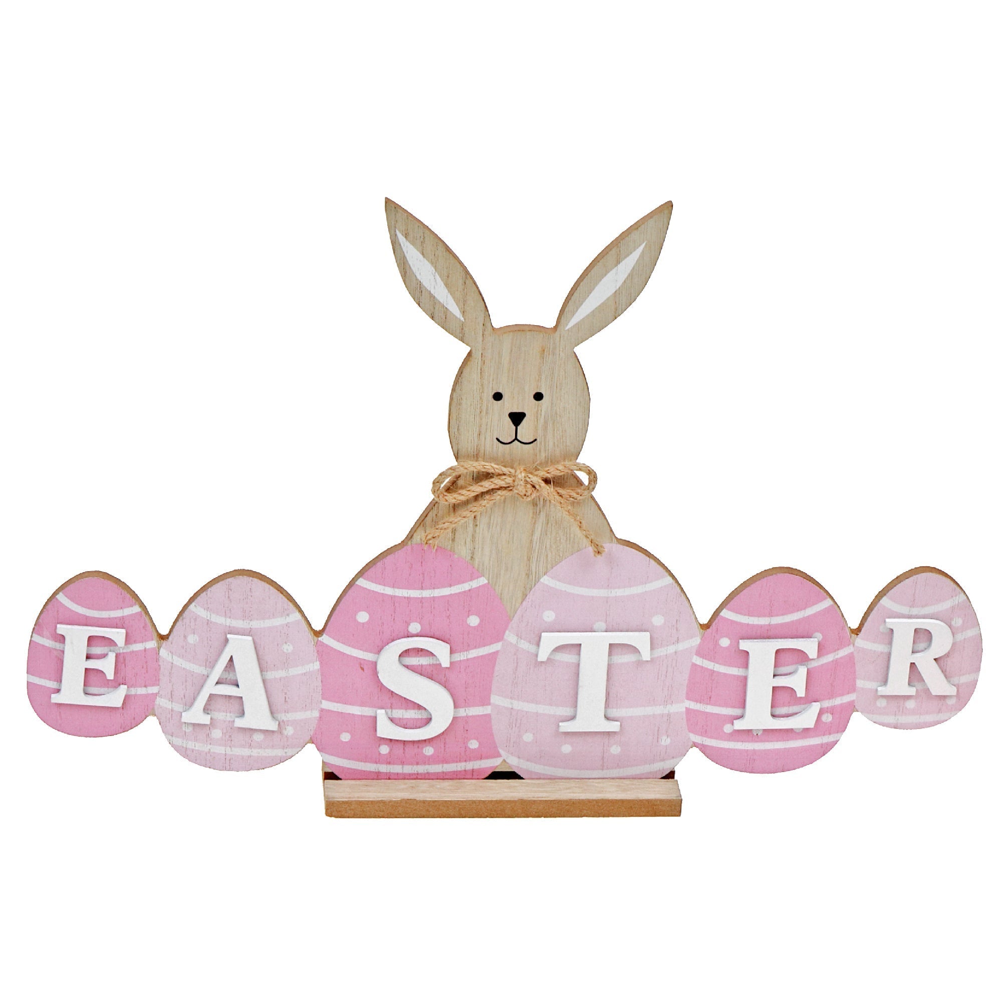 Wooden Bunny With Easter Egg Sign, Easter Spring Wall Decoration