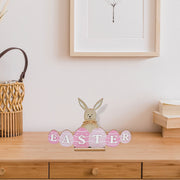 Wooden Bunny With Easter Egg Sign, Easter Spring Wall Decoration