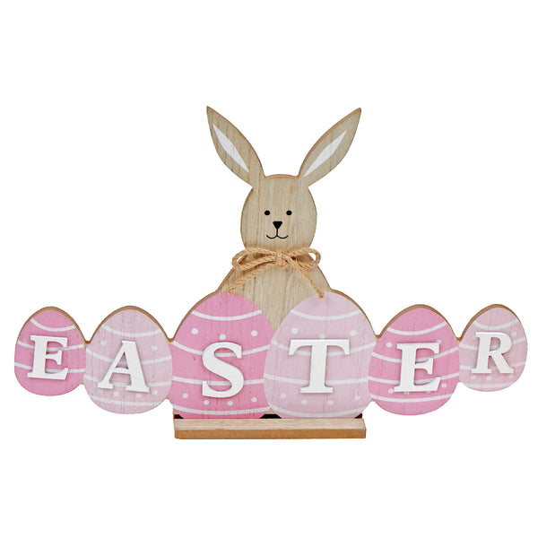 Wooden Bunny With Easter Egg Sign