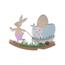 Wooden Bunny With Wagon Easter Egg Decor