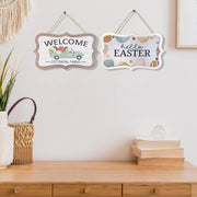 Wooden Wall Hanger Welcome Truck And Hello Easter Set Of 2, Spring Farmhouse Wall Decor