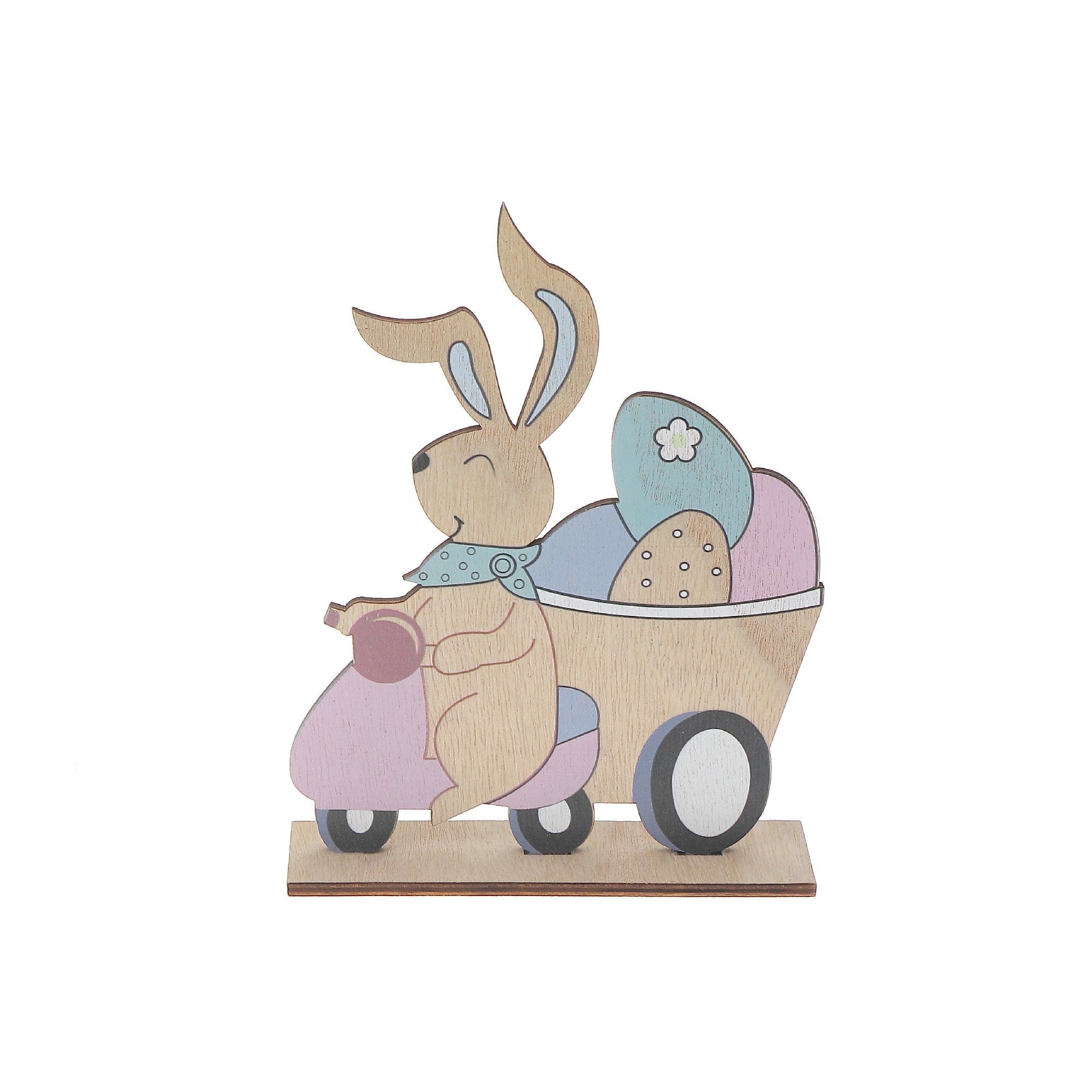 Wooden Car With Easter Bunny Decoration, Easter Holiday Table Accent