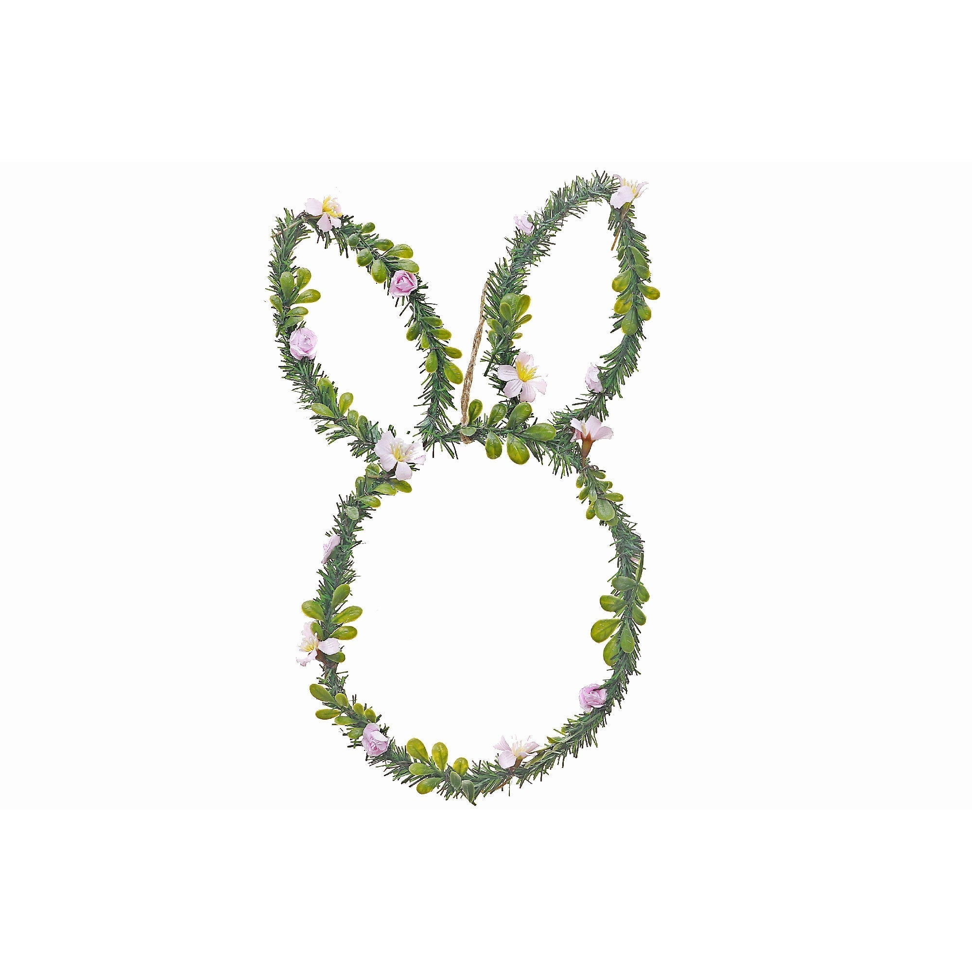Bunny Head Leaves And Floral Wall Hanging, Spring Wall Decor, Farmhouse Home Accent