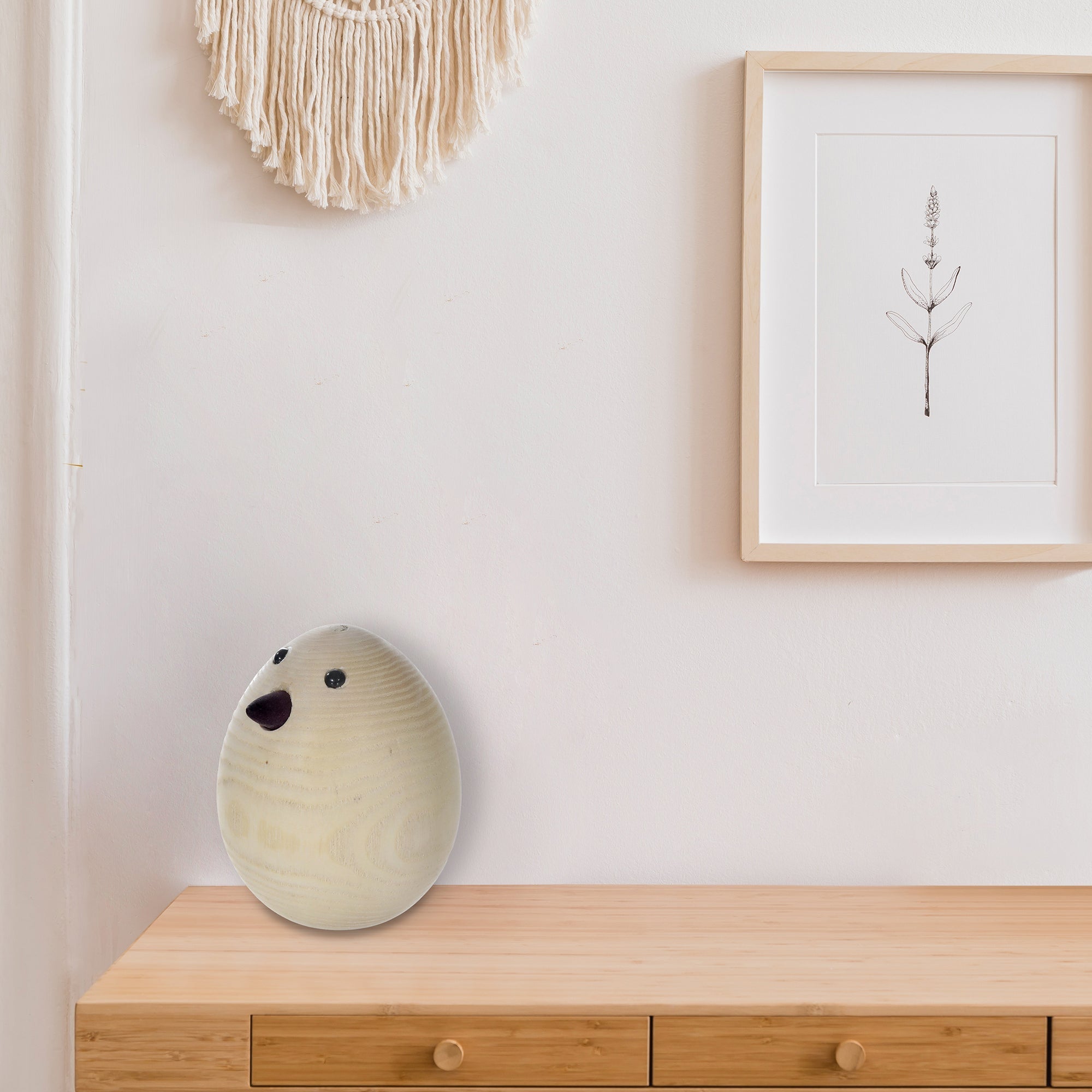 Wooden Brown Chick Egg Decor, Rustic Easter Decoration, Farmhouse Home Accent