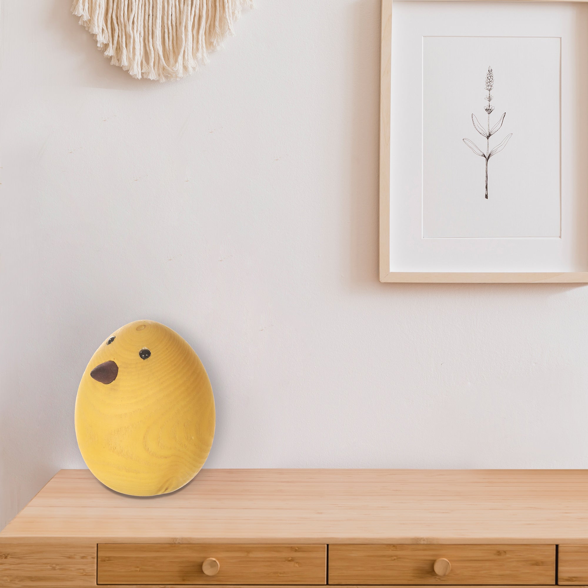 Wooden Yellow Chick Egg Decor, Rustic Easter Decoration, Farmhouse Home Accent