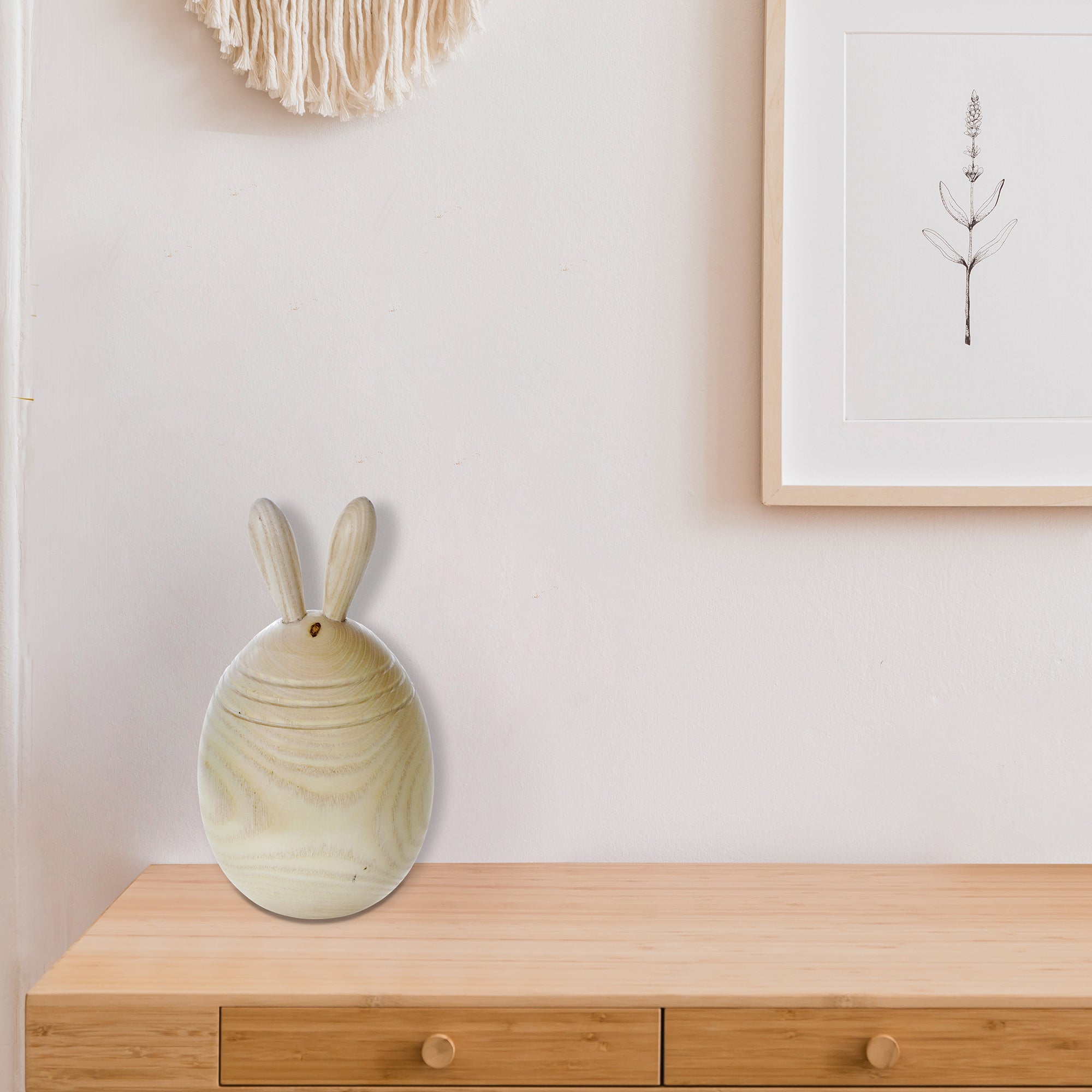 Natural Wooden Bunny Egg Decor, Farmhouse Easter Decoration, Rustic Table Accent