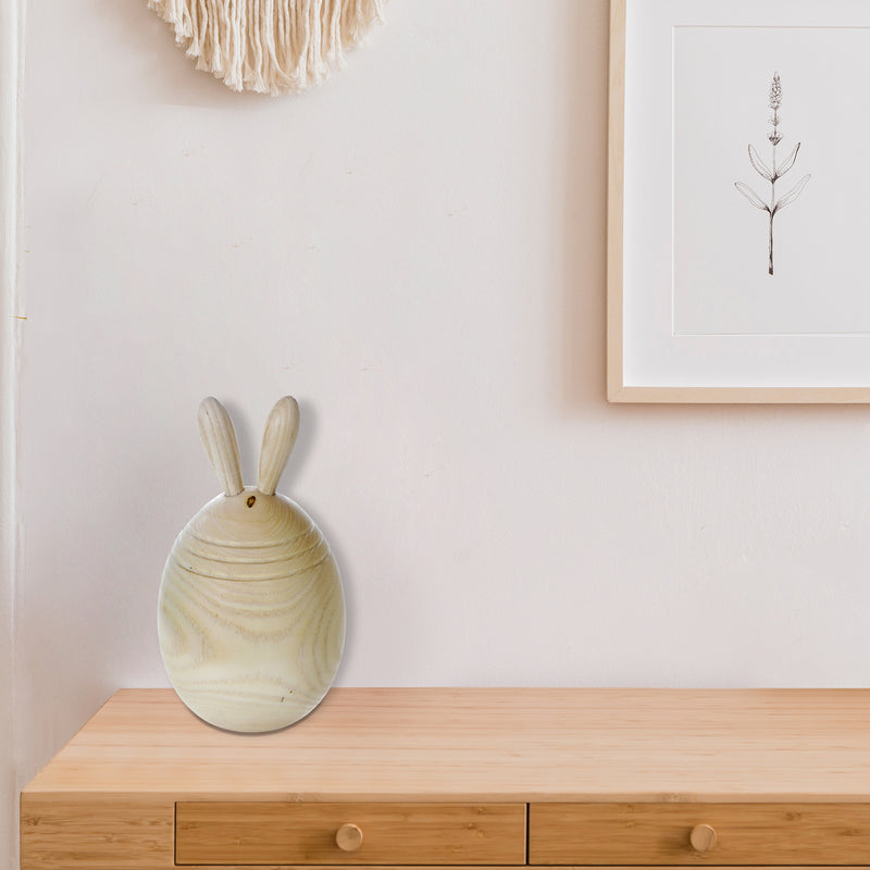 Natural Wooden Bunny Egg Decor