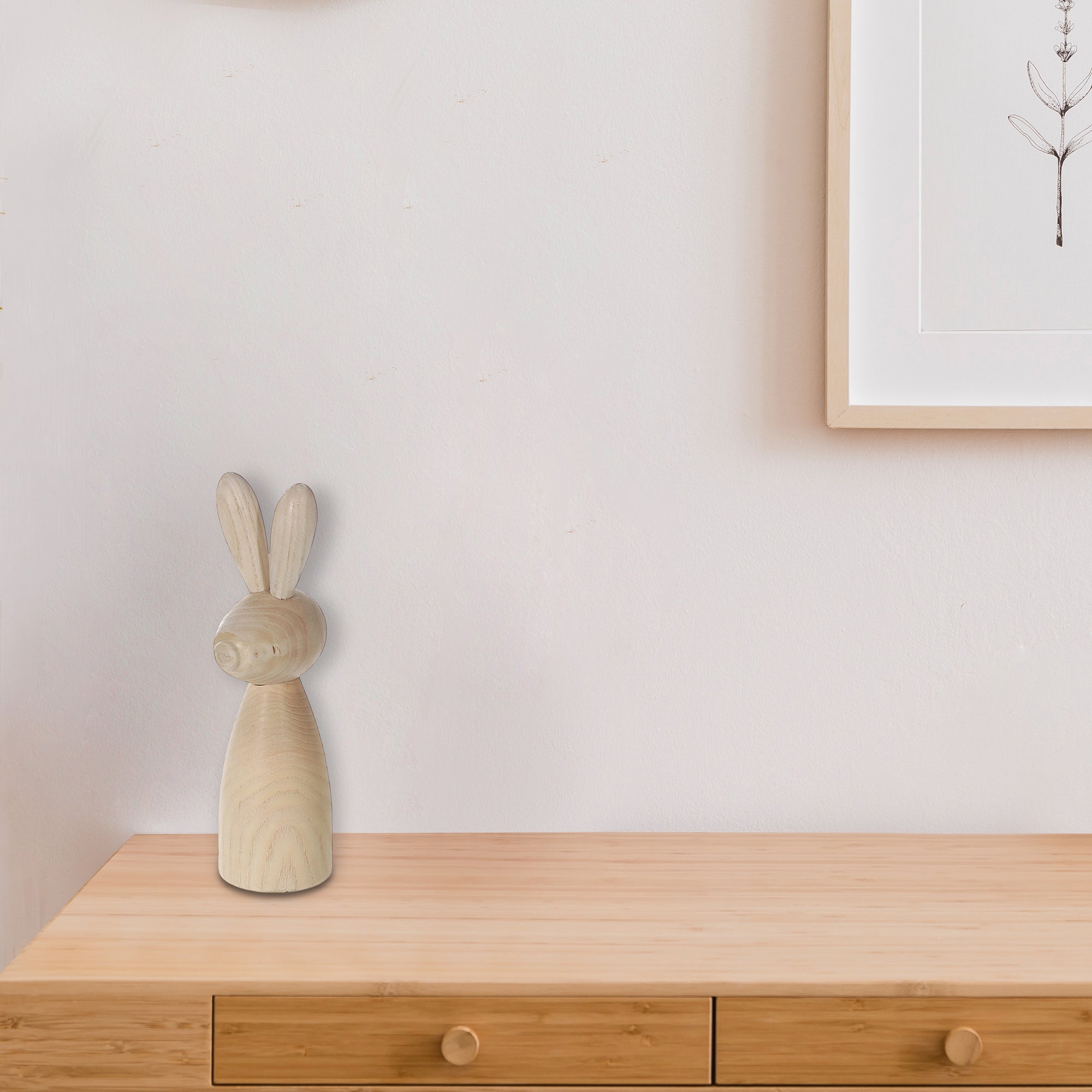 Natural Wooden Bunny Decor, Rustic Farmhouse Easter Decoration, Shelf Accent