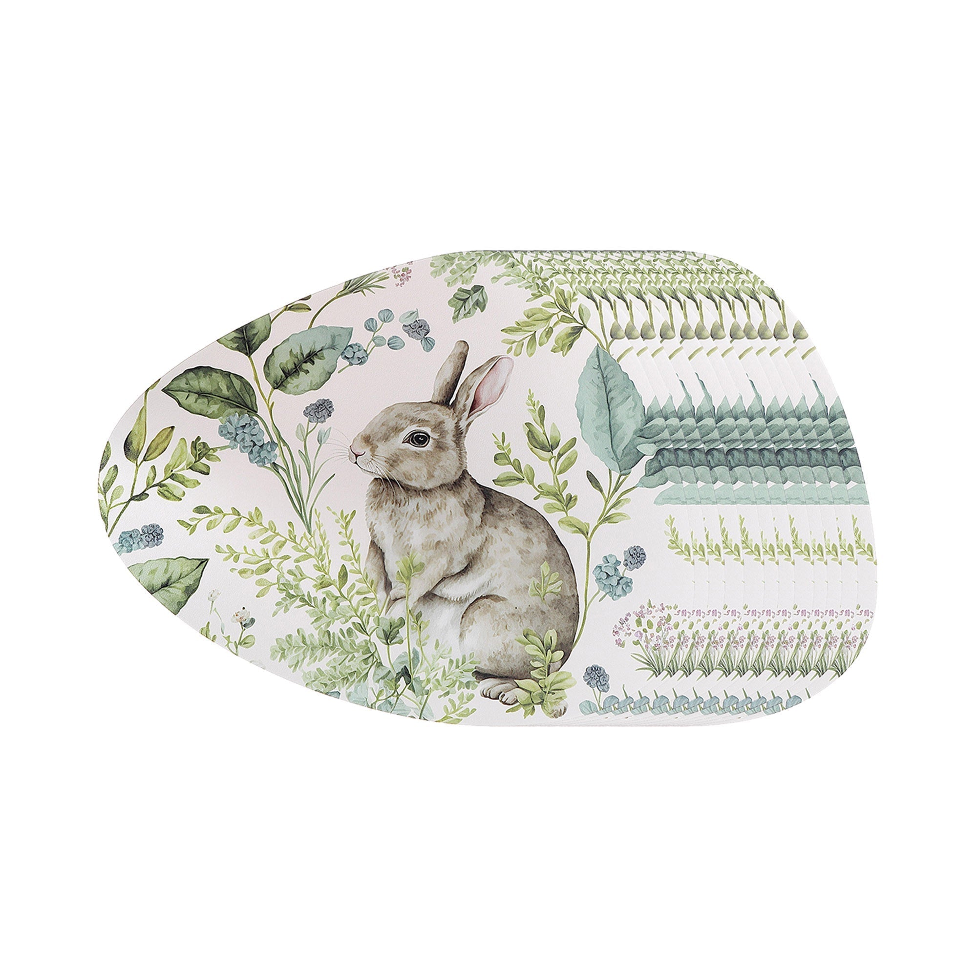 PVC Round Placemat Set of 12 Rabbit in Meadows – Easter/Seasonal Table Decor, Holiday Dining Accent, Spring/Fall Decoration