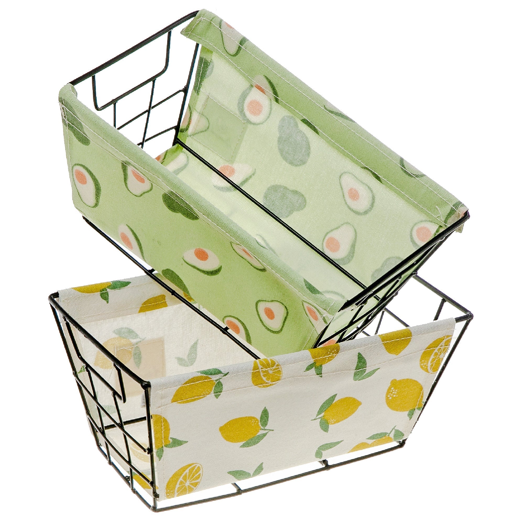 Storage Wire Caddy And Cloth Food Print Set Of 2, Kitchen Organization Basket