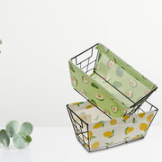 Storage Wire Caddy And Cloth Food Print Set Of 2, Kitchen Organization Basket