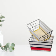 Storage Wire Caddy And Cloth Stripes Set Of 2, Home Organization Basket