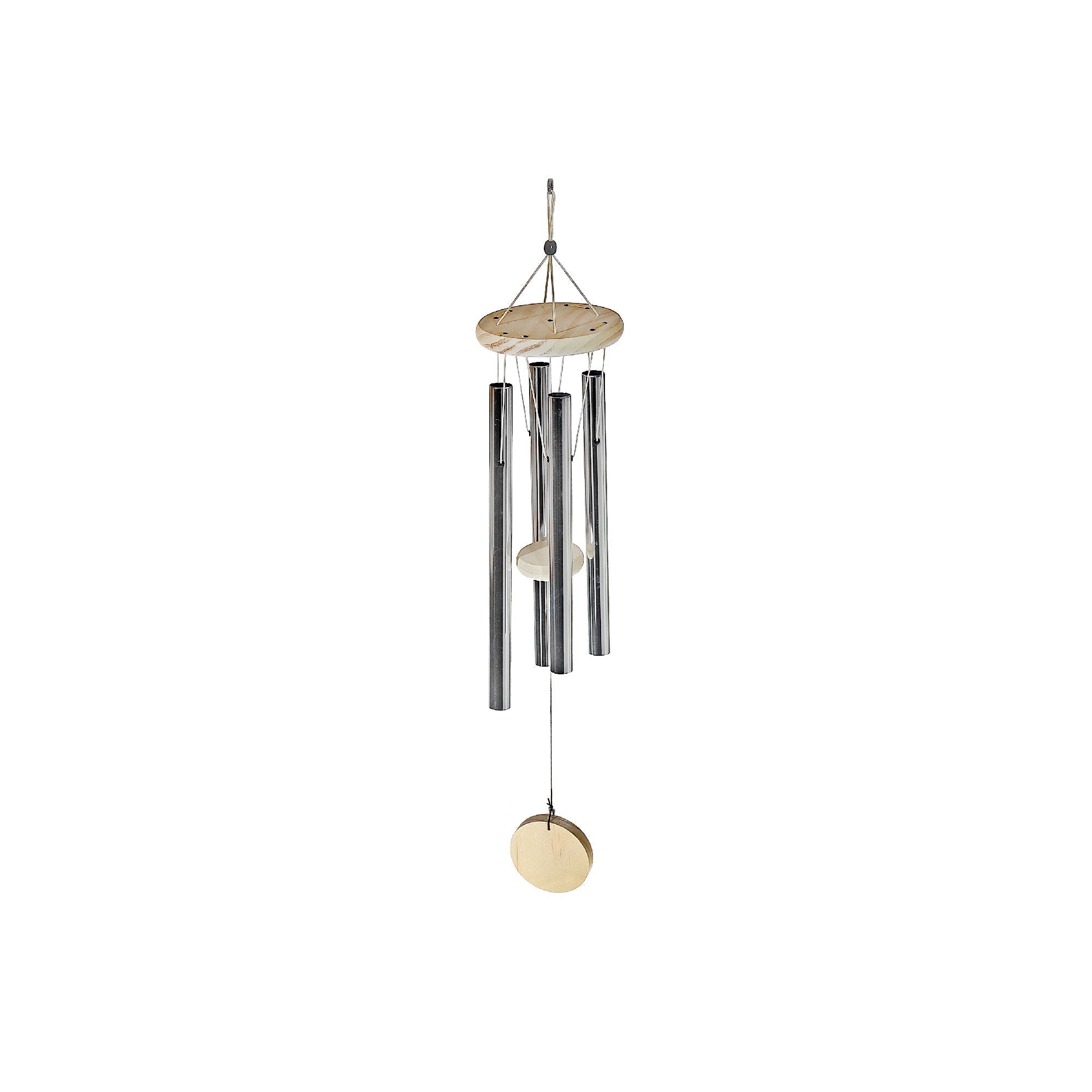 22 Inch Round Natural Wood Wind Chime, Outdoor Garden Decor, Relaxing Patio Sound