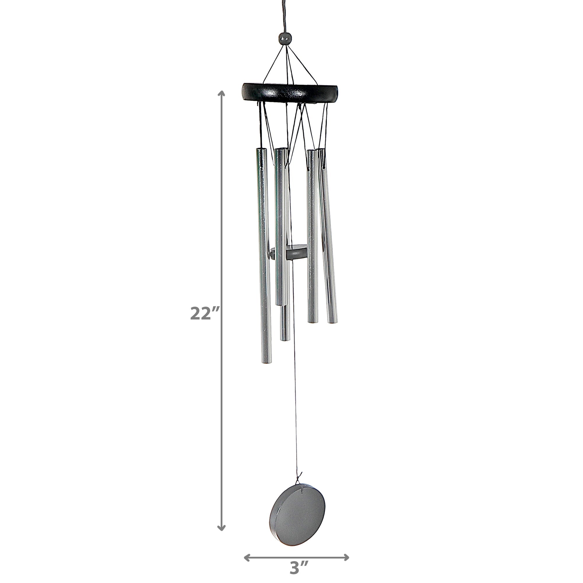 22 Inch Round Wood Wind Chime, Natural Outdoor Garden Decor, Hanging Patio Accent