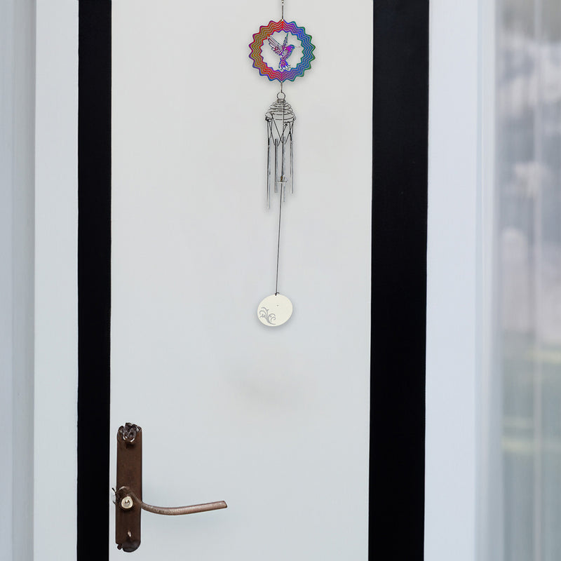 23" Colorful Hummingbird Spinner & Wind Chime