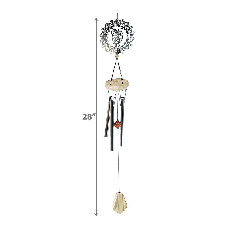 28" Owl Spinner With Wood Chime
