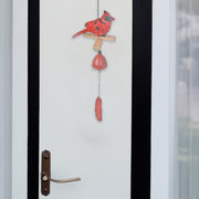 20 Inch Cardinal Bell with Feather, Outdoor Hanging Wind Chime, Garden Decor